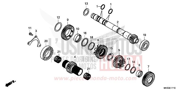 BOITE DE VITESSES (ARBRE SECONDAIRE) (DCT) de Africa Twin DCT MAT BALLISTIC BLACK METALLIC (NHA86) de 2020